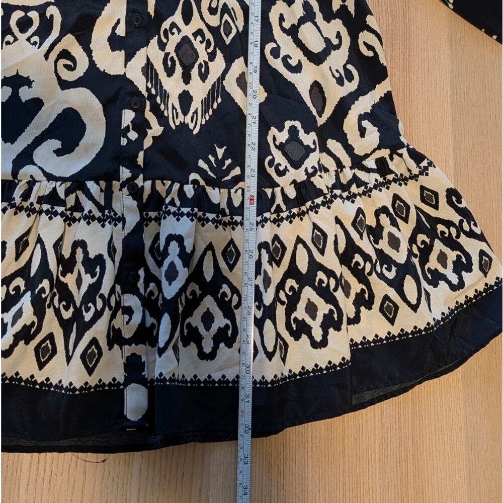 Zara Dress Womens S Black/White Printed Long Sleeve V-neck Relaxed Shirt Mini - Picture 6 of 9